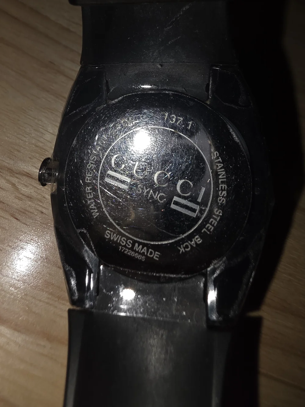 Gucci Black and Gray Watch with Red Second Hand and White Markers